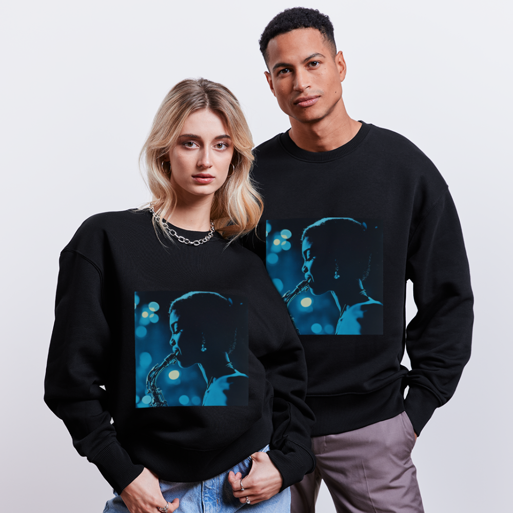 Blå toner i skymningen, Ekologisk oversizetröja RADDER unisex från Stanley/Stella - svart