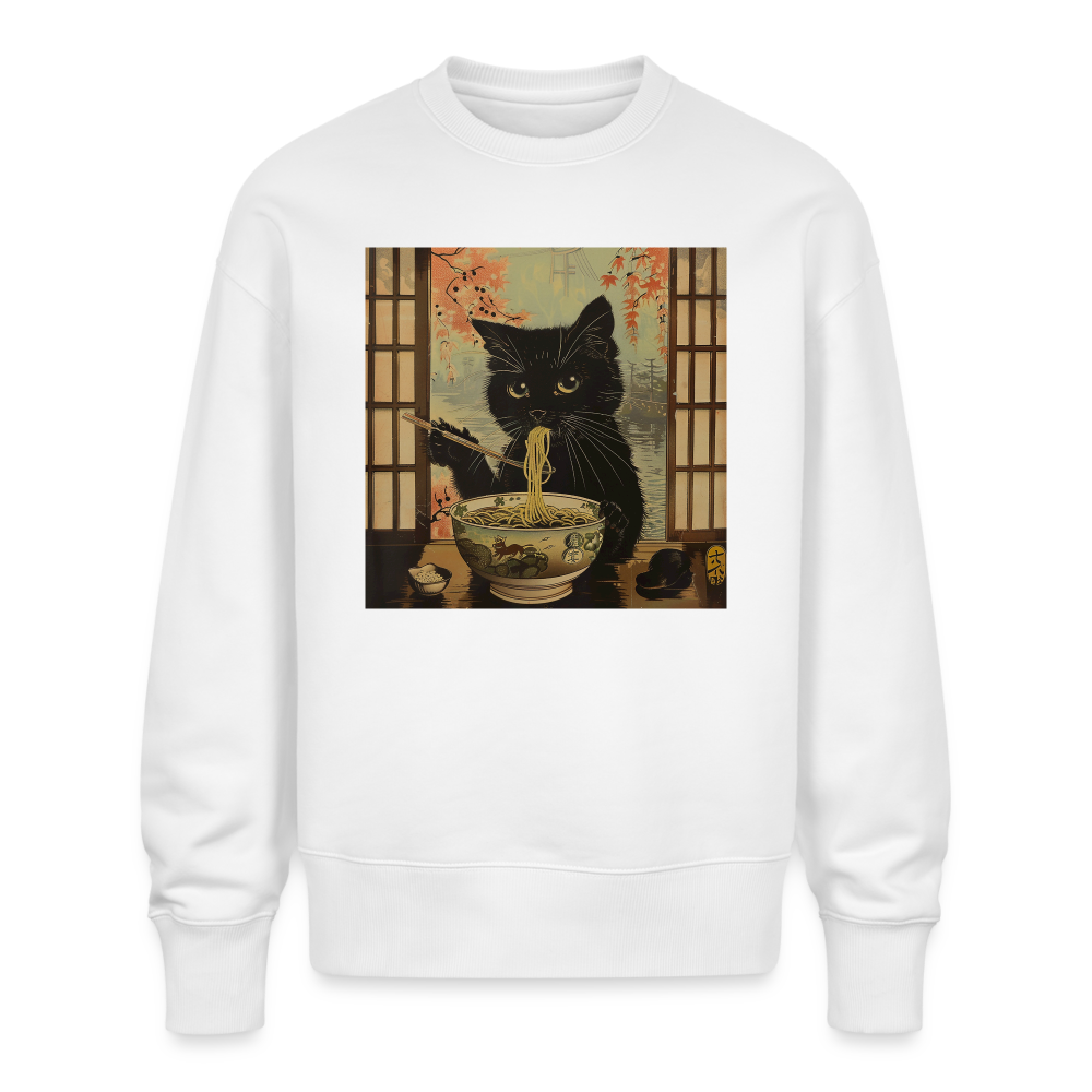 Ramenkatt, Ekologisk oversizetröja RADDER unisex från Stanley/Stella - vit