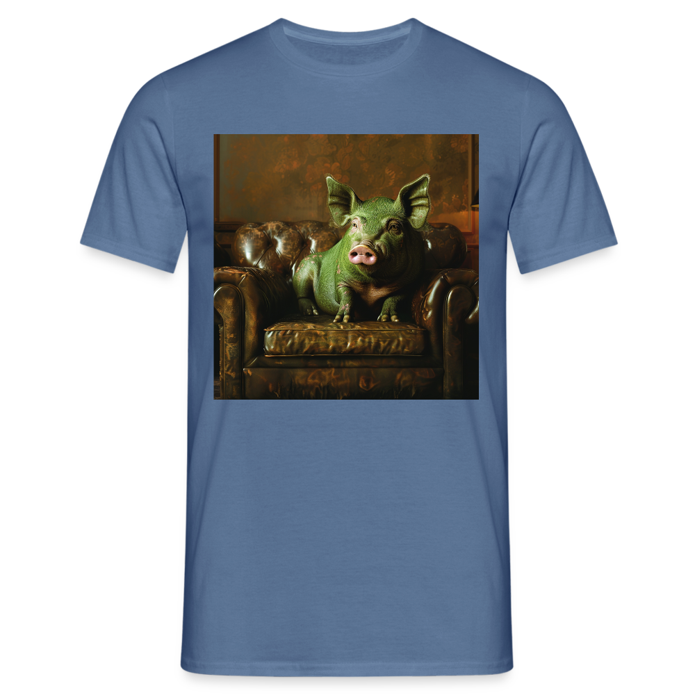 Grön Elegans, T-shirt herr - duvblå