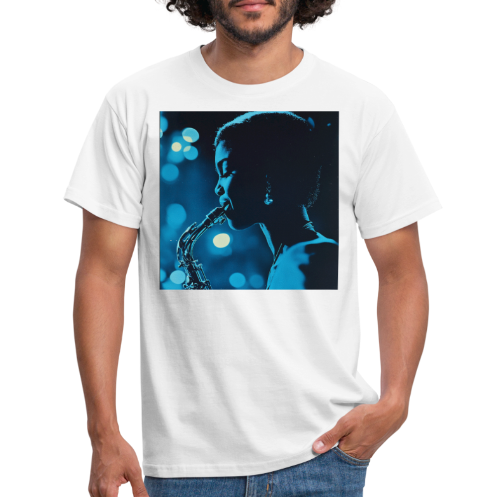 Blå toner i skymningen, T-shirt herr - vit