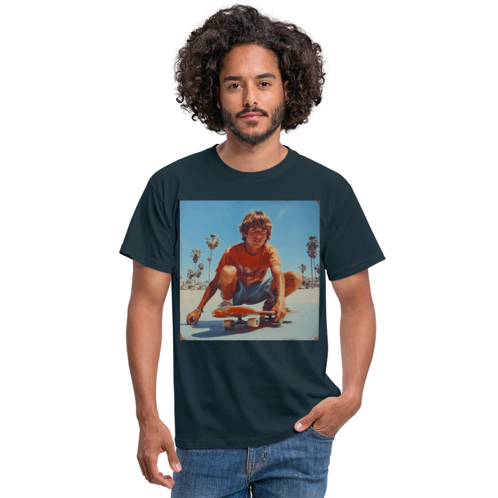 Sunset Vibes, 70s Style, T-shirt herr - marinblå