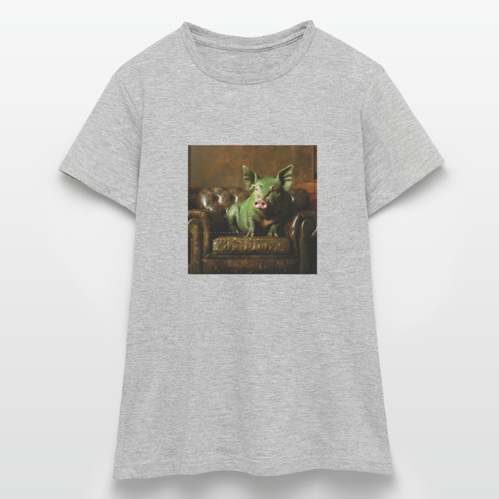 Grön Elegans, T-shirt dam - gråmelerad