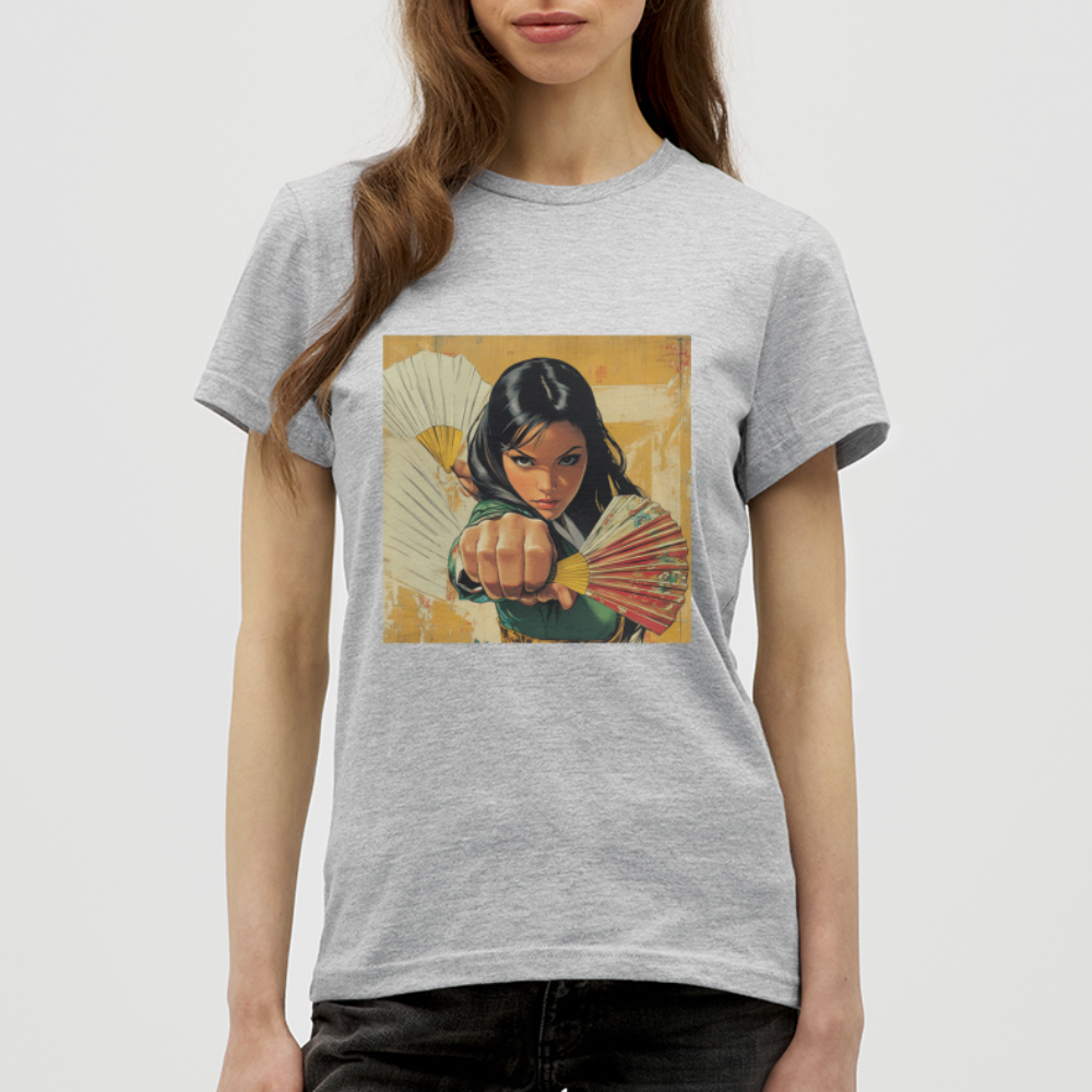 Blå Lotus , T-shirt dam - gråmelerad