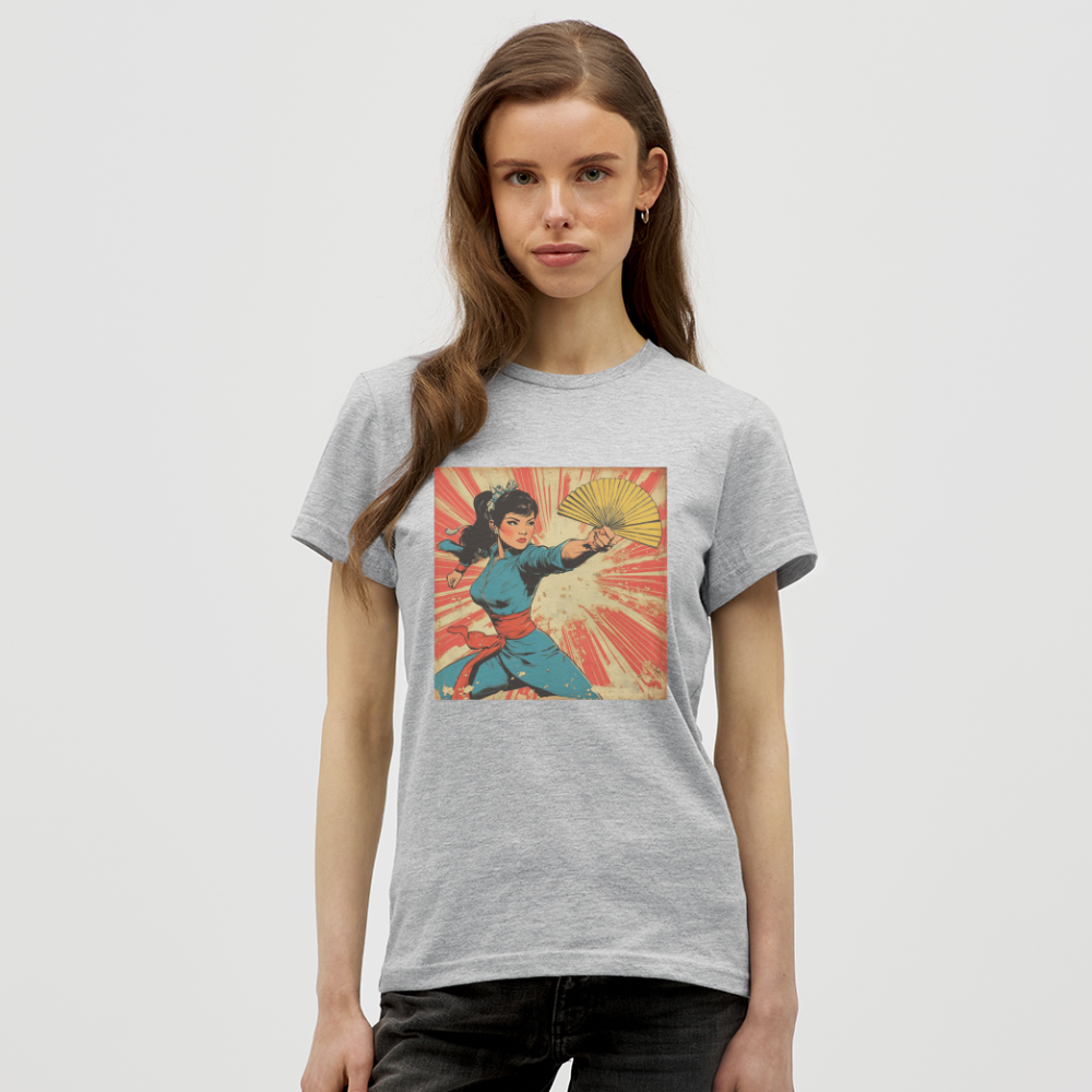 Solfjädern, T-shirt dam - gråmelerad
