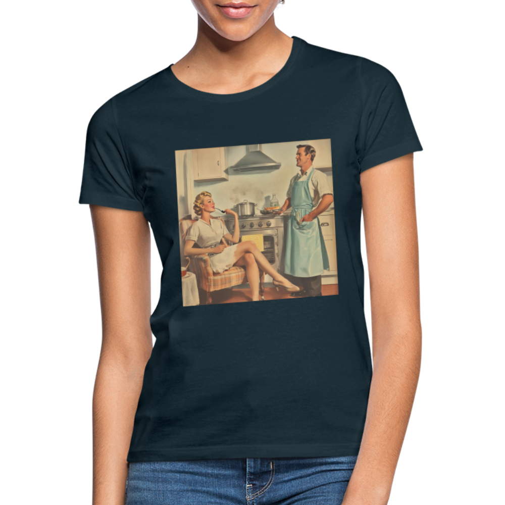 Äta bör man - annars dör man, T-shirt dam - marinblå