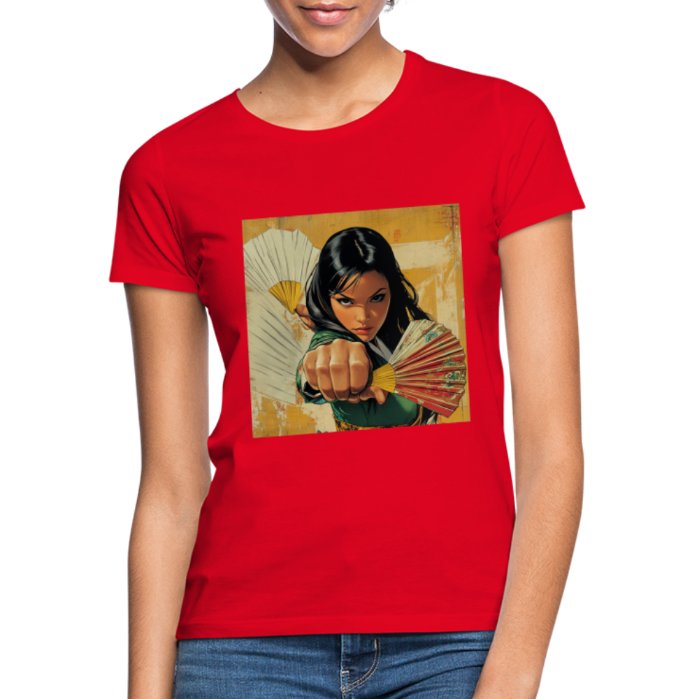 Blå Lotus , T-shirt dam - röd