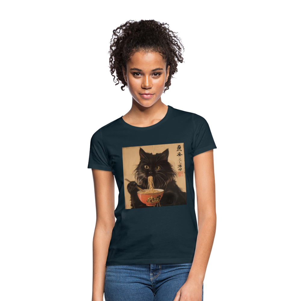 Kejsarens Katt och Ramens Hemlighet, T-shirt dam - marinblå