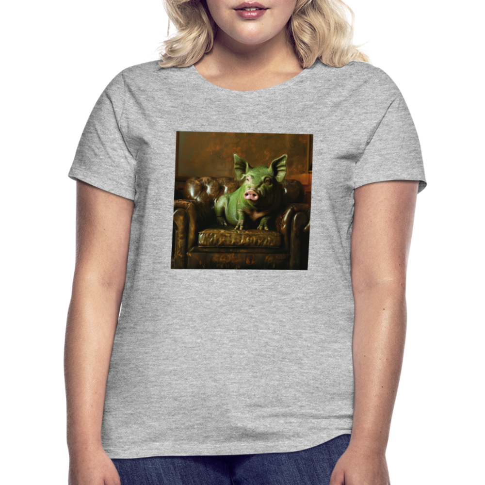 Grön Elegans, T-shirt dam - gråmelerad