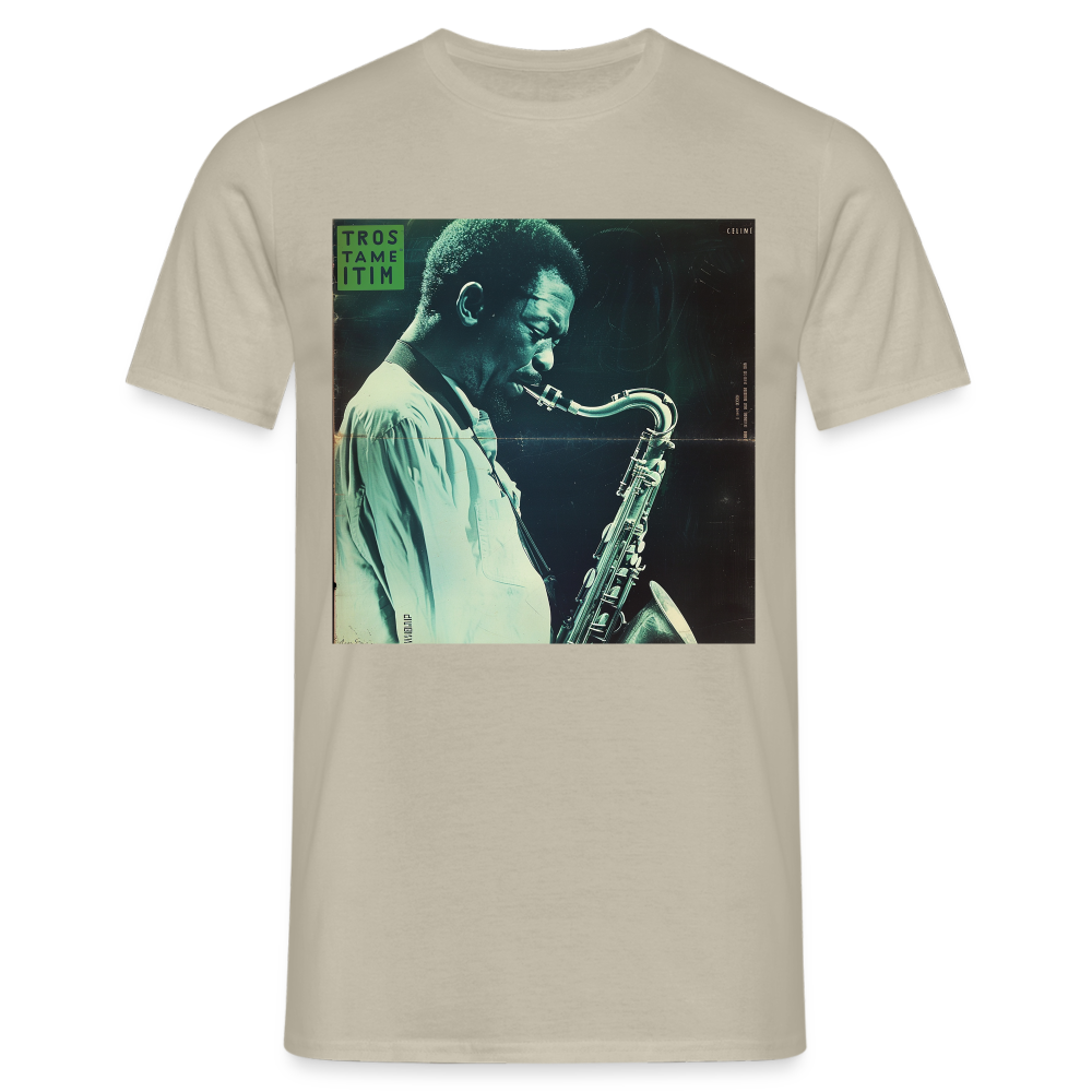 Gåtfull figur i jazzens underground, T-shirt herr - sandbeige