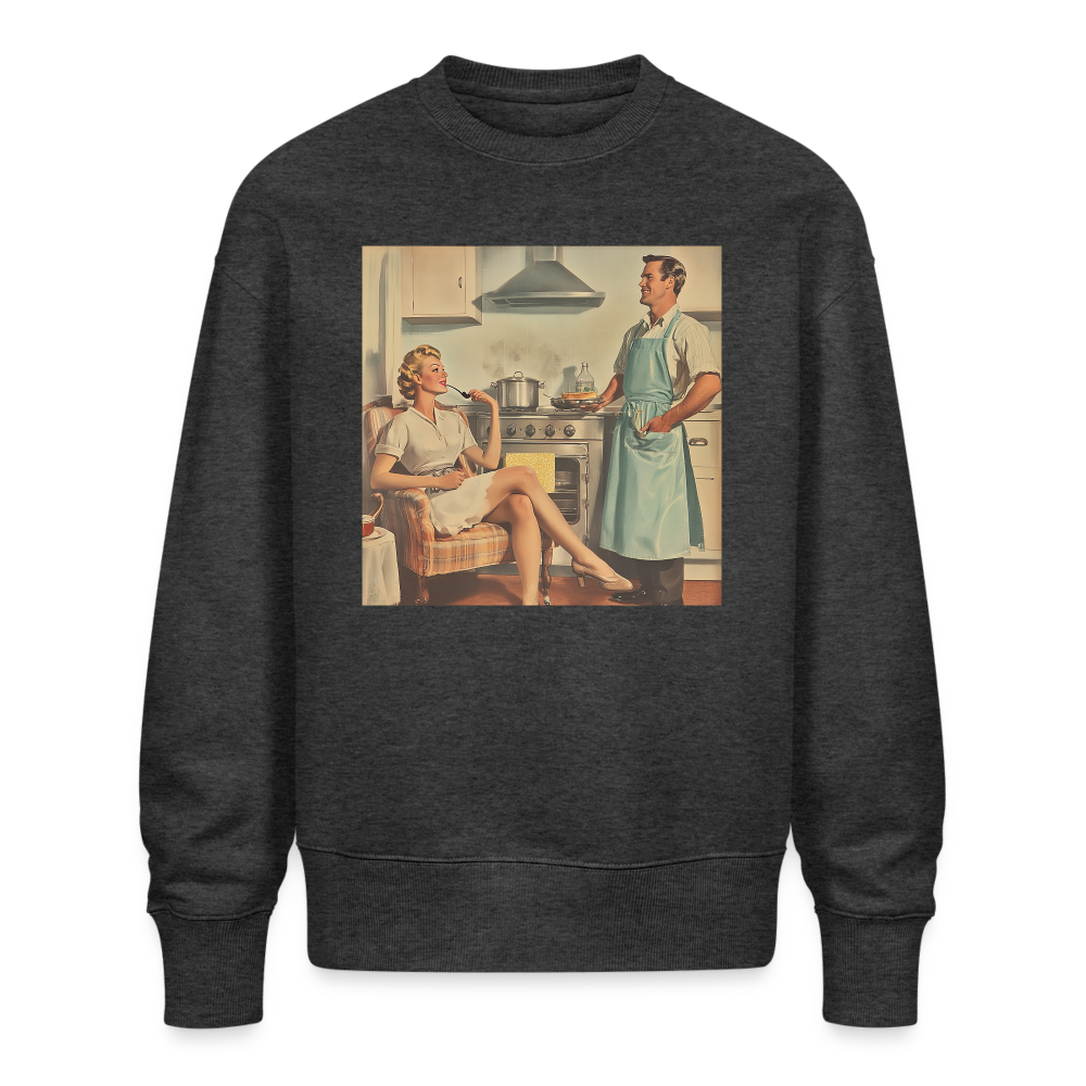 Äta bör man - annars dör man, Ekologisk oversizetröja RADDER unisex från Stanley/Stella - mörkgråmelerad