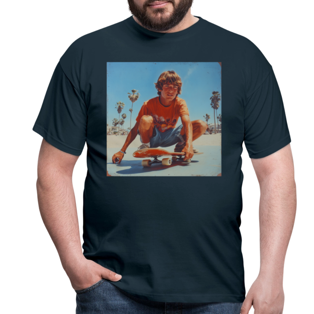 Sunset Vibes, 70s Style, T-shirt herr - marinblå