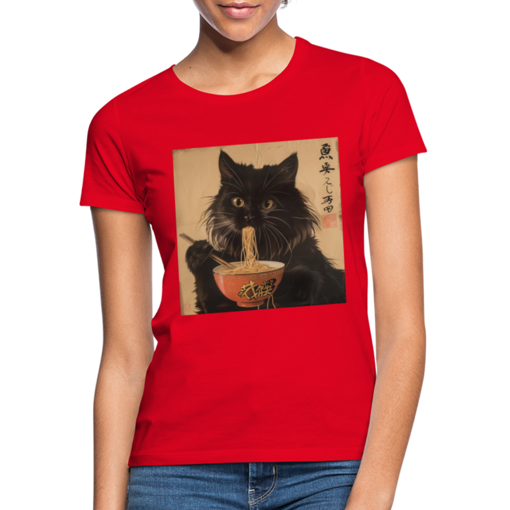 Kejsarens Katt och Ramens Hemlighet, T-shirt dam - röd