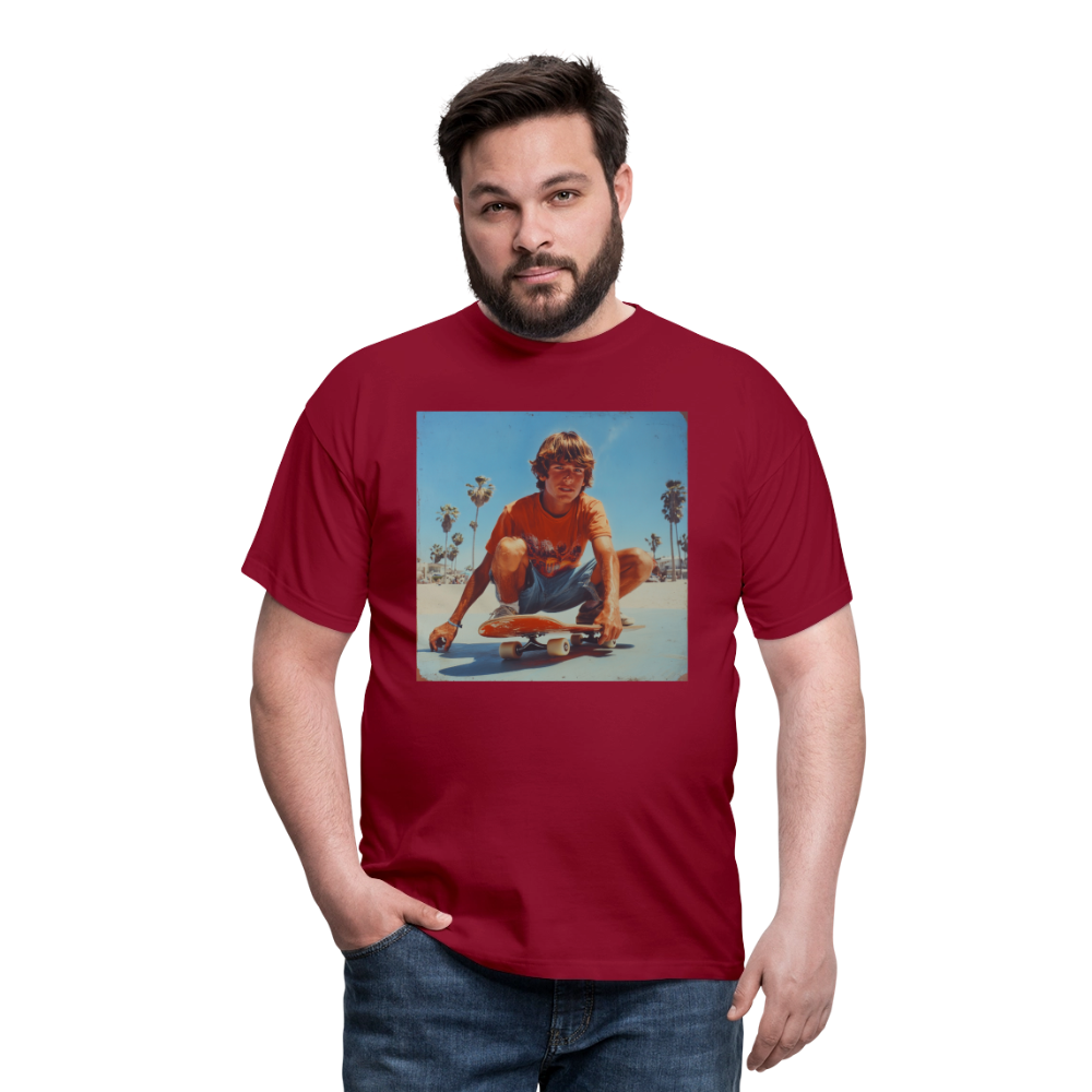 Sunset Vibes, 70s Style, T-shirt herr - tegelröd