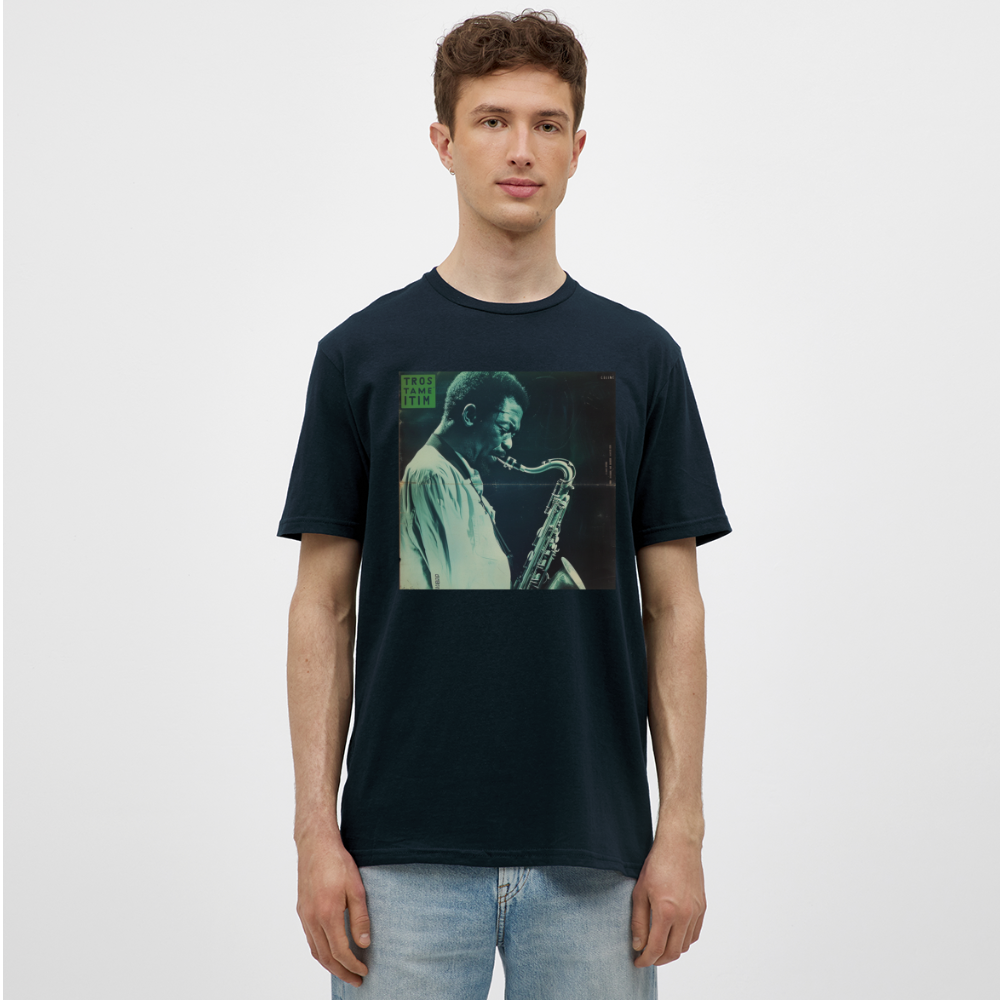 Gåtfull figur i jazzens underground, T-shirt herr - marinblå