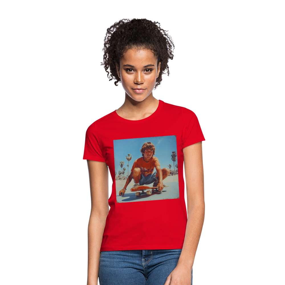 Sunset Vibes, 70s Style, T-shirt dam - röd