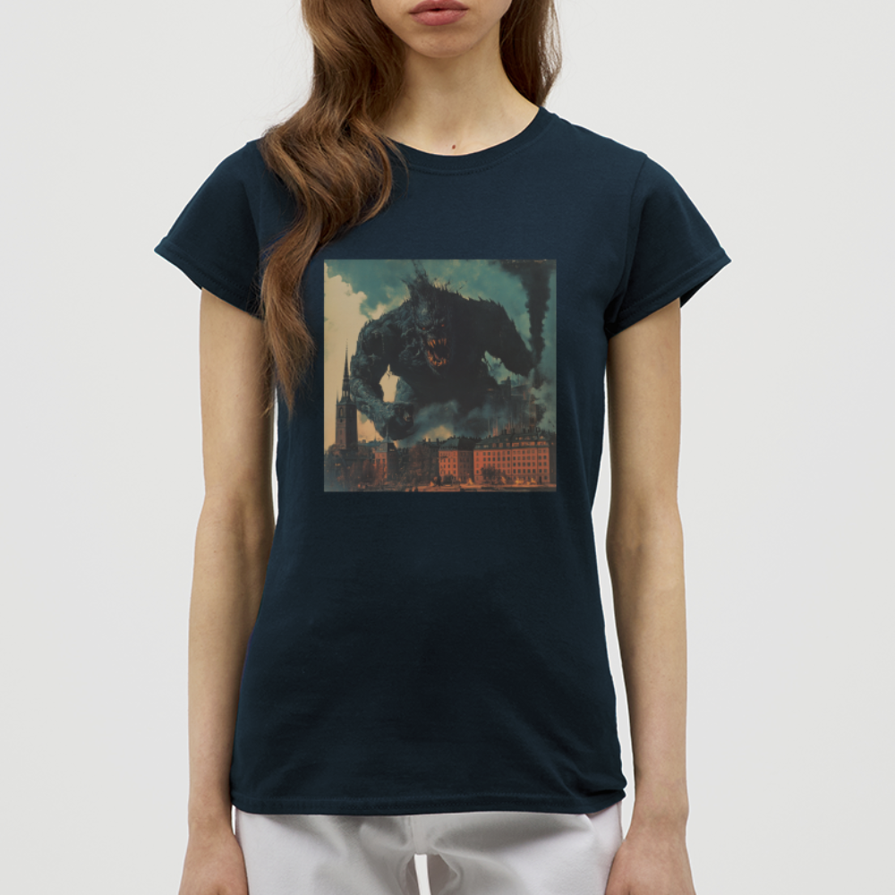 Helvetesstorm över Staden, T-shirt dam - marinblå
