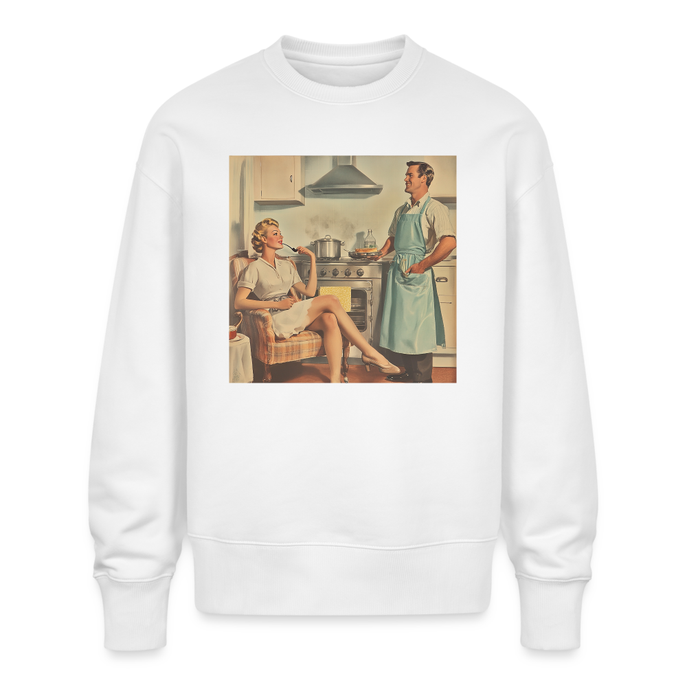 Äta bör man - annars dör man, Ekologisk oversizetröja RADDER unisex från Stanley/Stella - vit