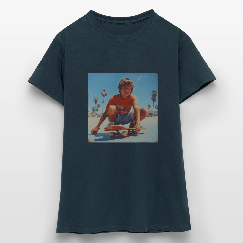 Sunset Vibes, 70s Style, T-shirt dam - marinblå
