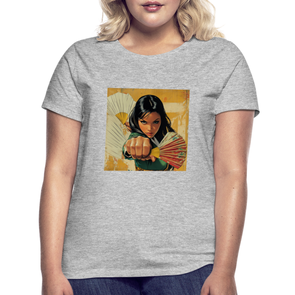 Blå Lotus , T-shirt dam - gråmelerad
