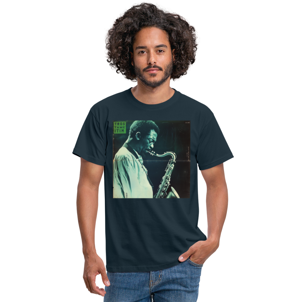 Gåtfull figur i jazzens underground, T-shirt herr - marinblå