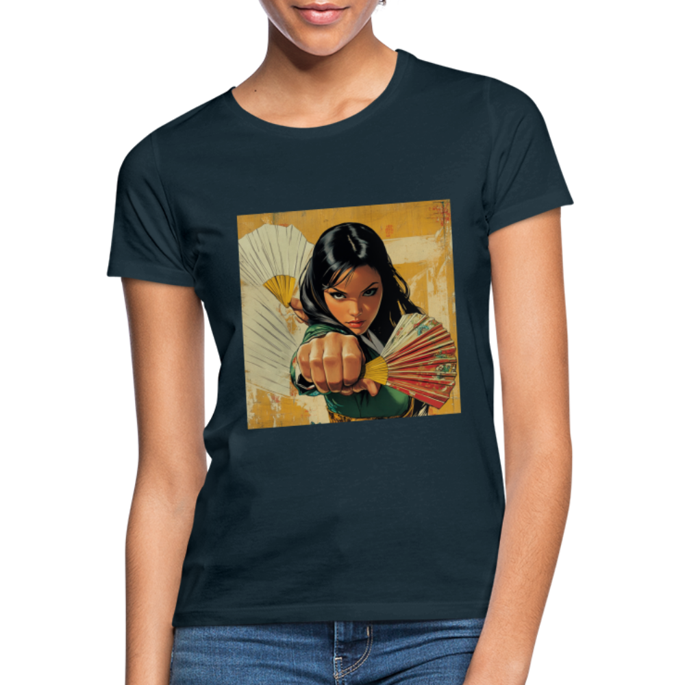 Blå Lotus , T-shirt dam - marinblå