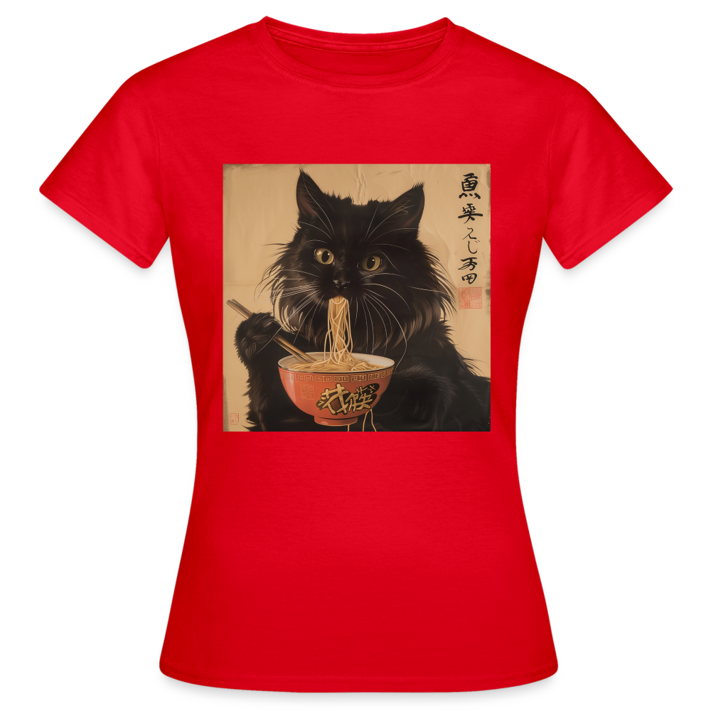 Kejsarens Katt och Ramens Hemlighet, T-shirt dam - röd