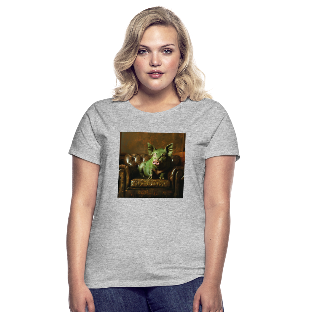 Grön Elegans, T-shirt dam - gråmelerad