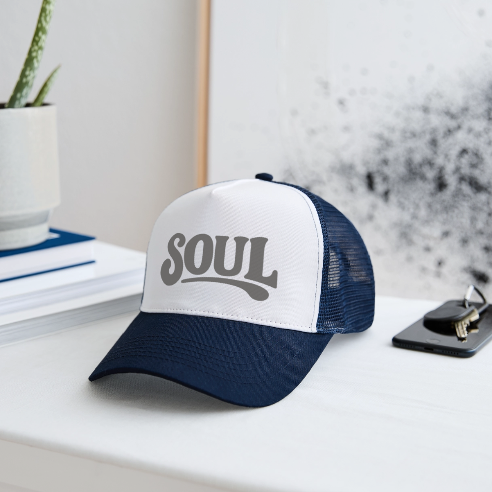 All About Soul, Trucker Cap - vit/marinblå