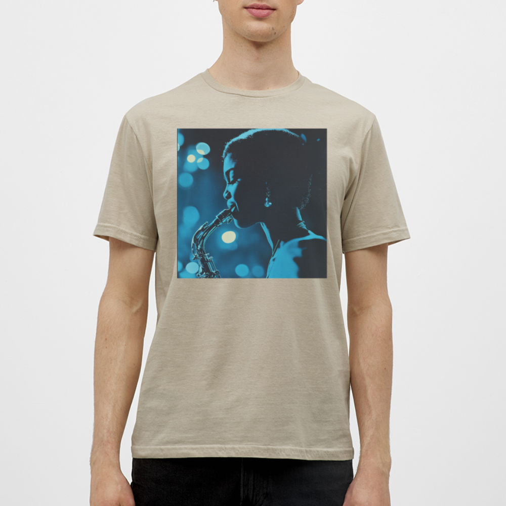 Blå toner i skymningen, T-shirt herr - sandbeige