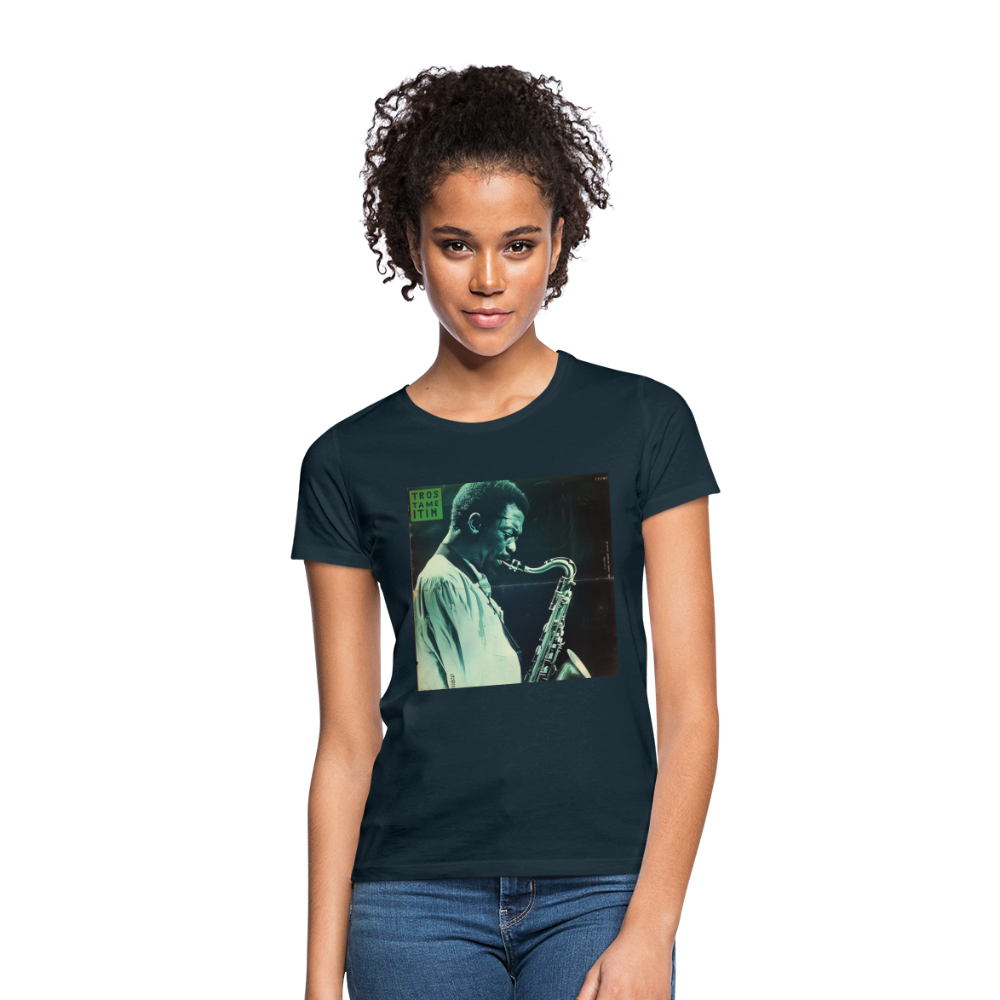 Gåtfull figur i jazzens underground, T-shirt dam - marinblå