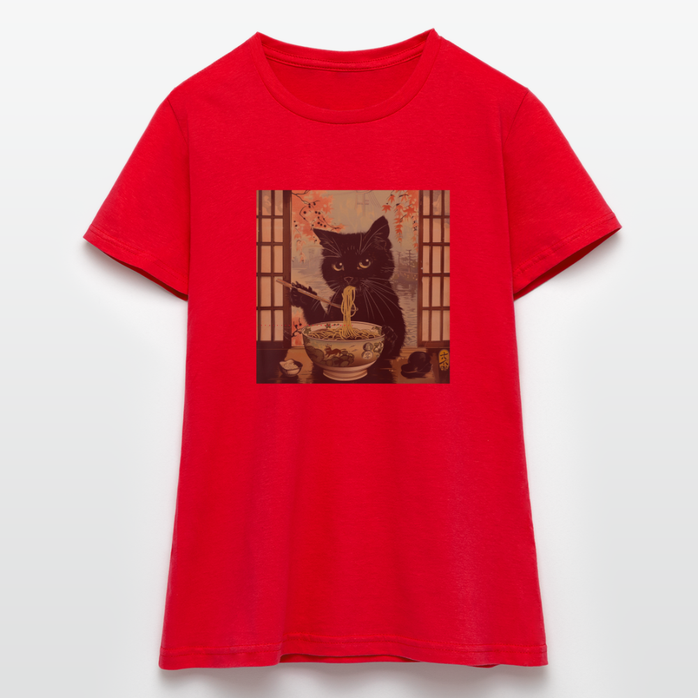 Ramenkatt, T-shirt dam - röd