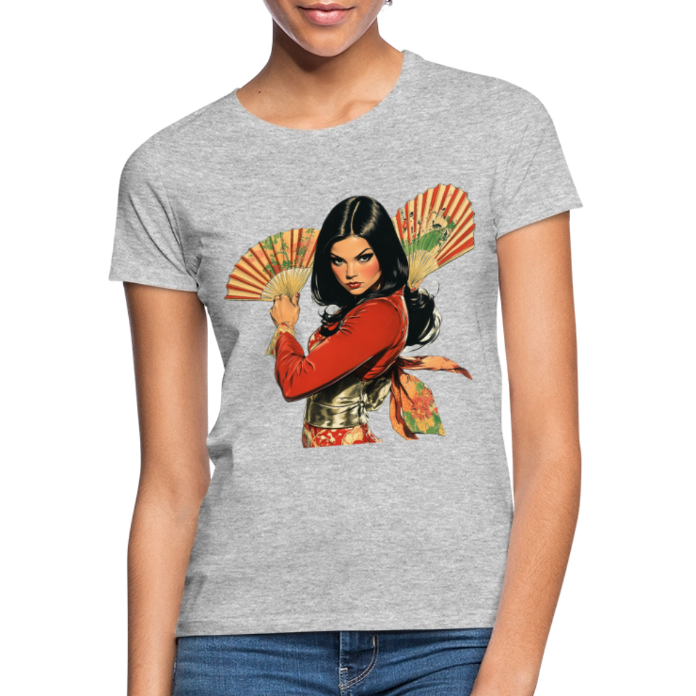 Dansen med Solfjädrar: Vindens krigare, T-shirt dam - gråmelerad