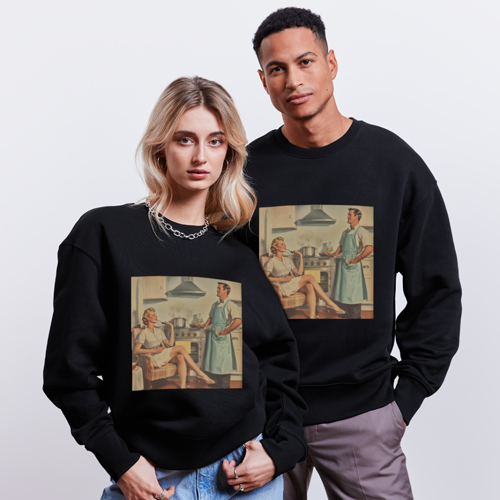 Äta bör man - annars dör man, Ekologisk oversizetröja RADDER unisex från Stanley/Stella - svart