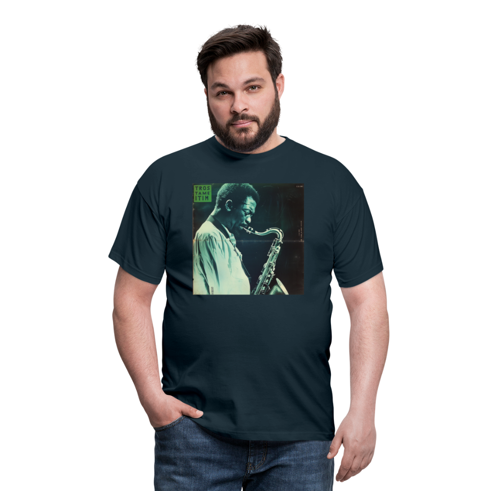Gåtfull figur i jazzens underground, T-shirt herr - marinblå