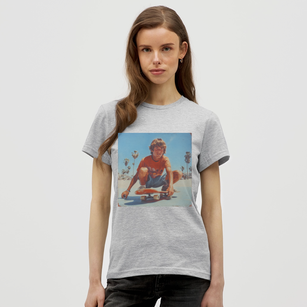 Sunset Vibes, 70s Style, T-shirt dam - gråmelerad