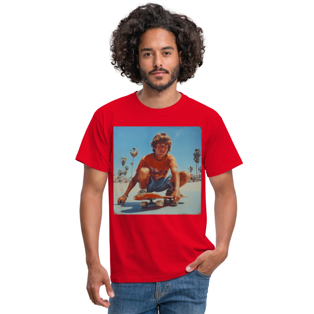 Sunset Vibes, 70s Style, T-shirt herr - röd