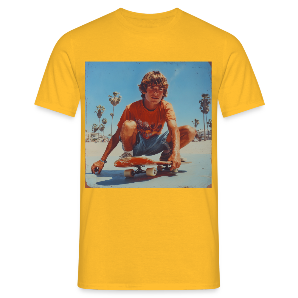 Sunset Vibes, 70s Style, T-shirt herr - gul