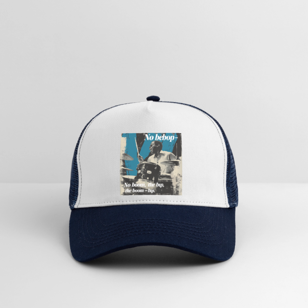 Push It Bebop, Trucker Cap - vit/marinblå