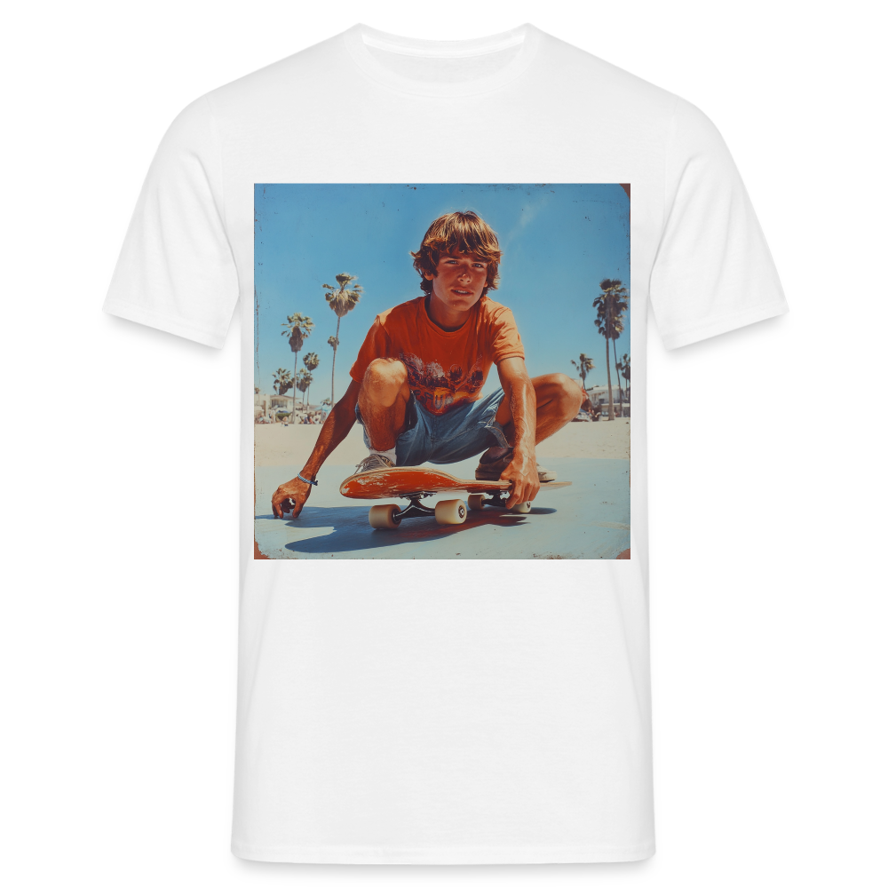 Sunset Vibes, 70s Style, T-shirt herr - vit