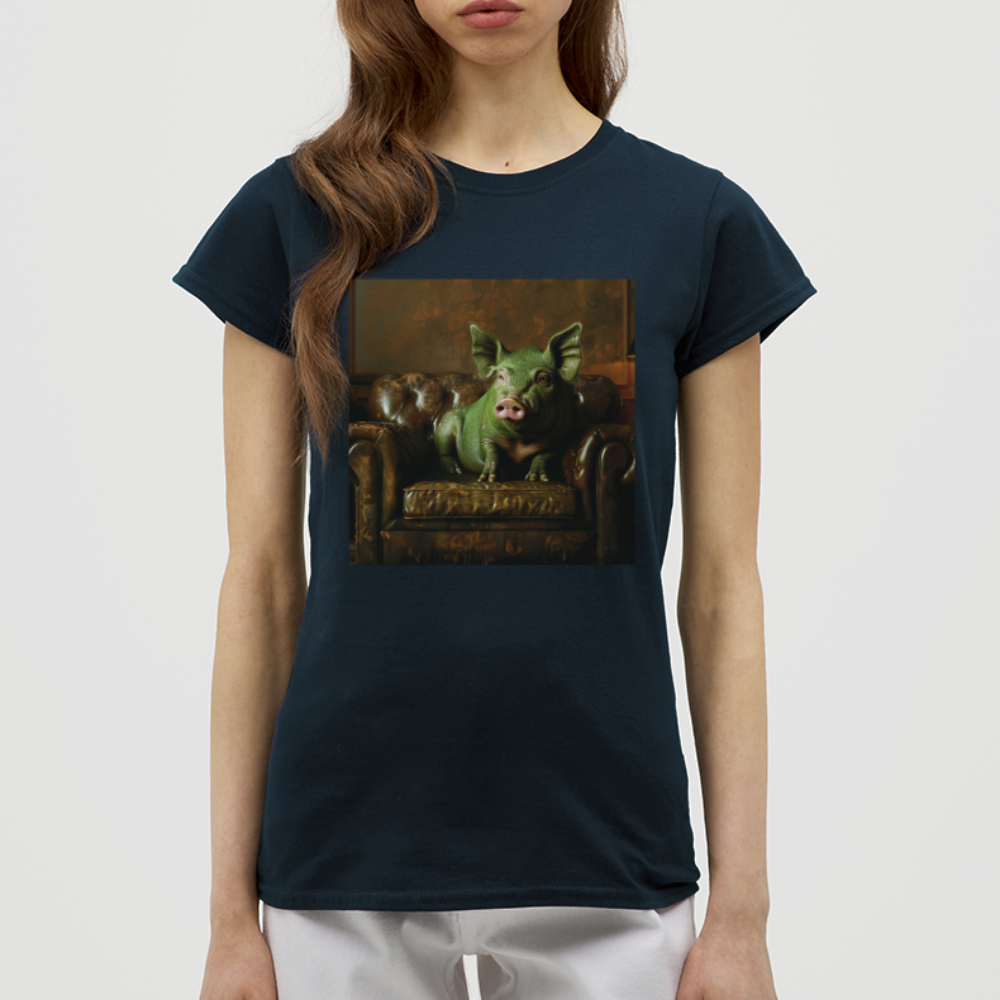 Grön Elegans, T-shirt dam - marinblå