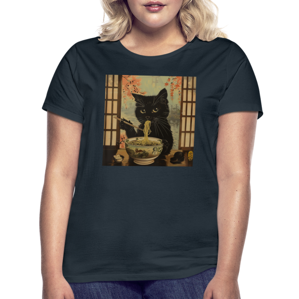 Ramenkatt, T-shirt dam - marinblå