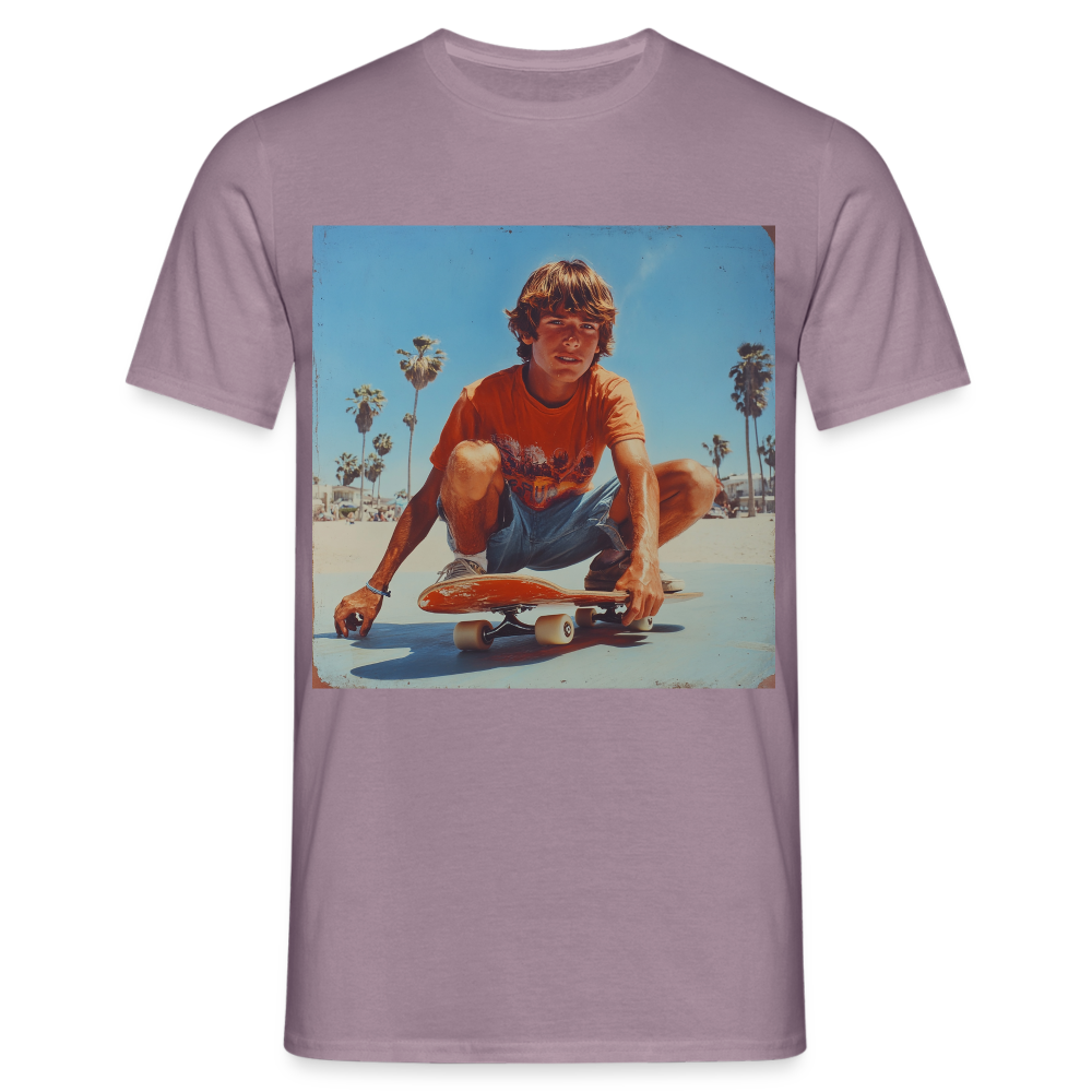 Sunset Vibes, 70s Style, T-shirt herr - lilagrå