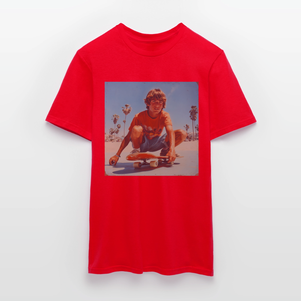 Sunset Vibes, 70s Style, T-shirt herr - röd