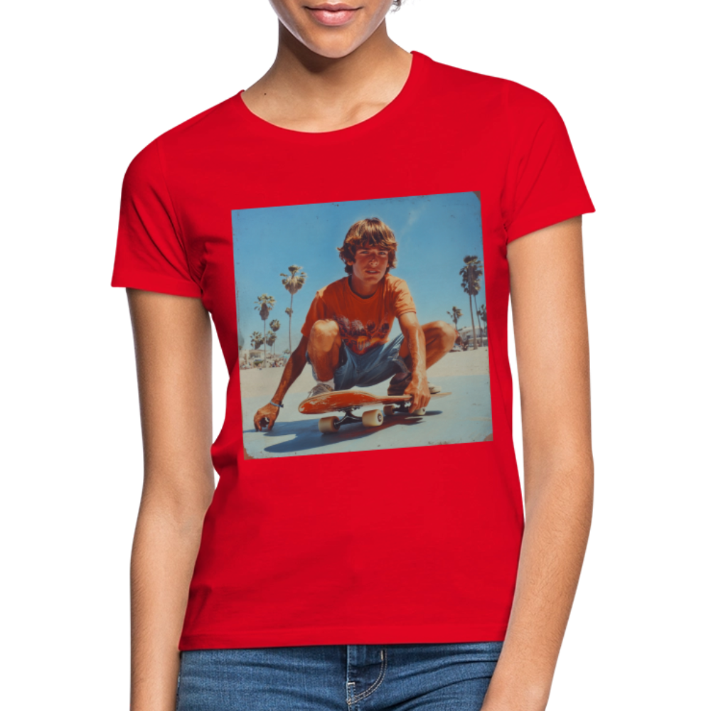 Sunset Vibes, 70s Style, T-shirt dam - röd