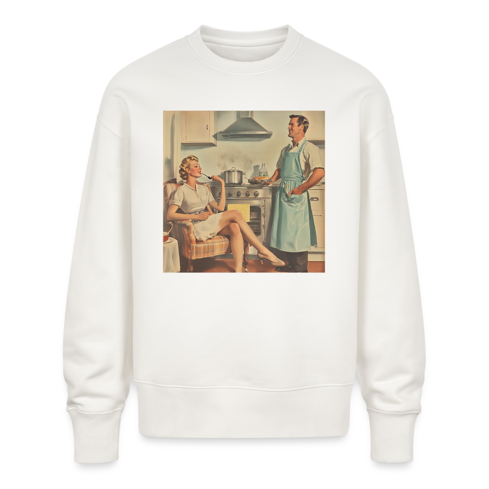 Äta bör man - annars dör man, Ekologisk oversizetröja RADDER unisex från Stanley/Stella - OFF WHITE
