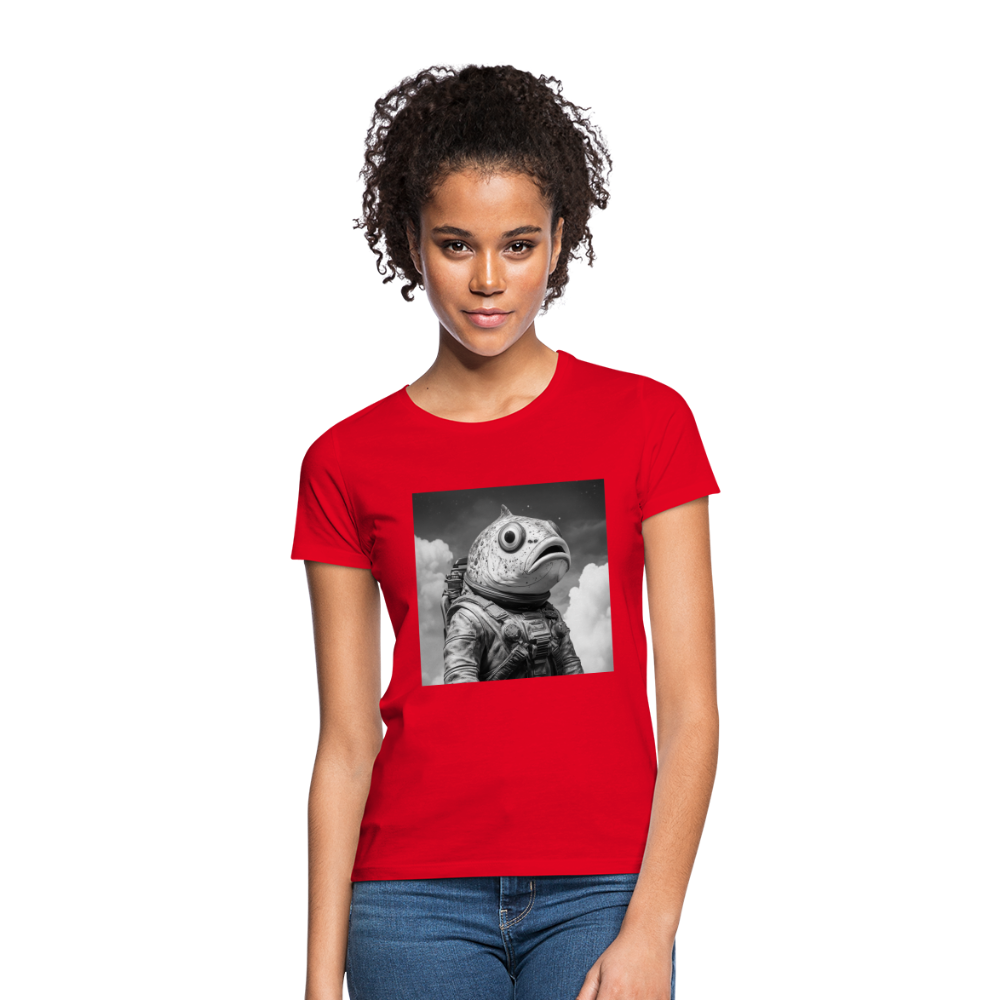 En ensam simtur i universum, T-shirt dam - röd
