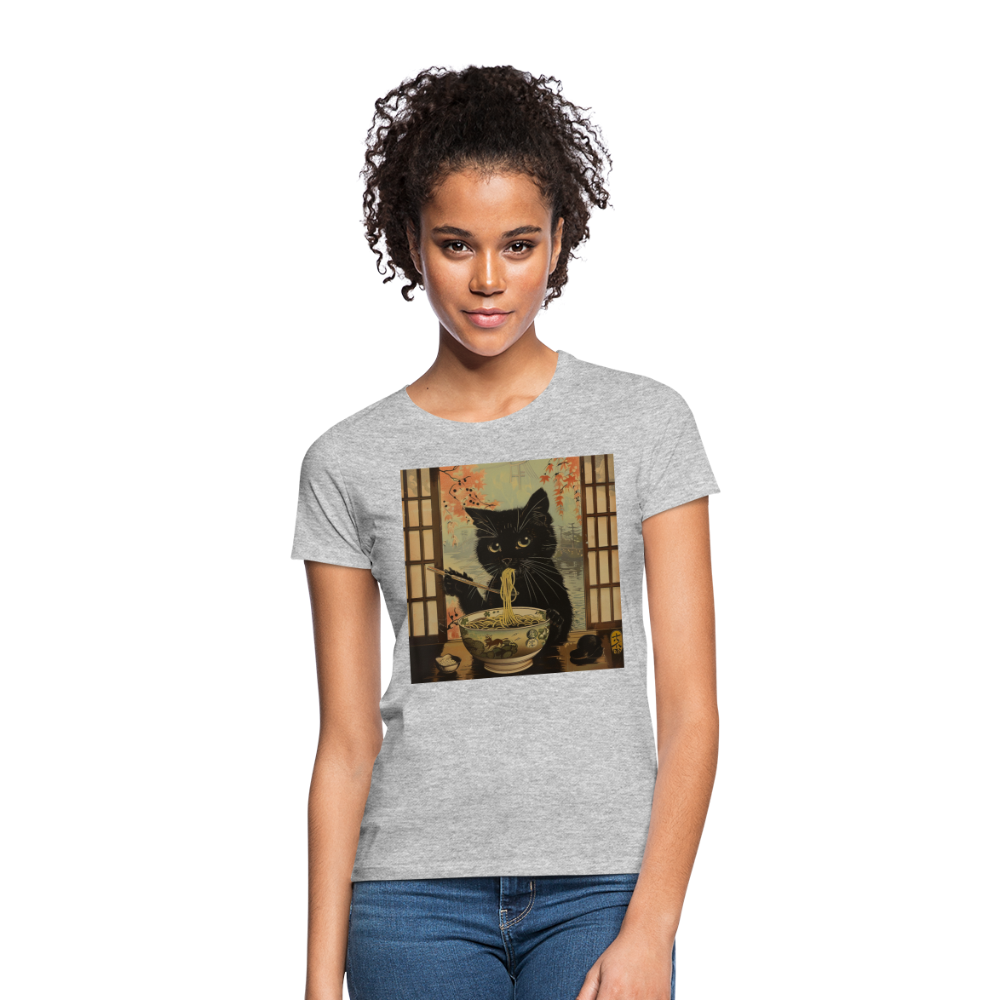 Ramenkatt, T-shirt dam - gråmelerad