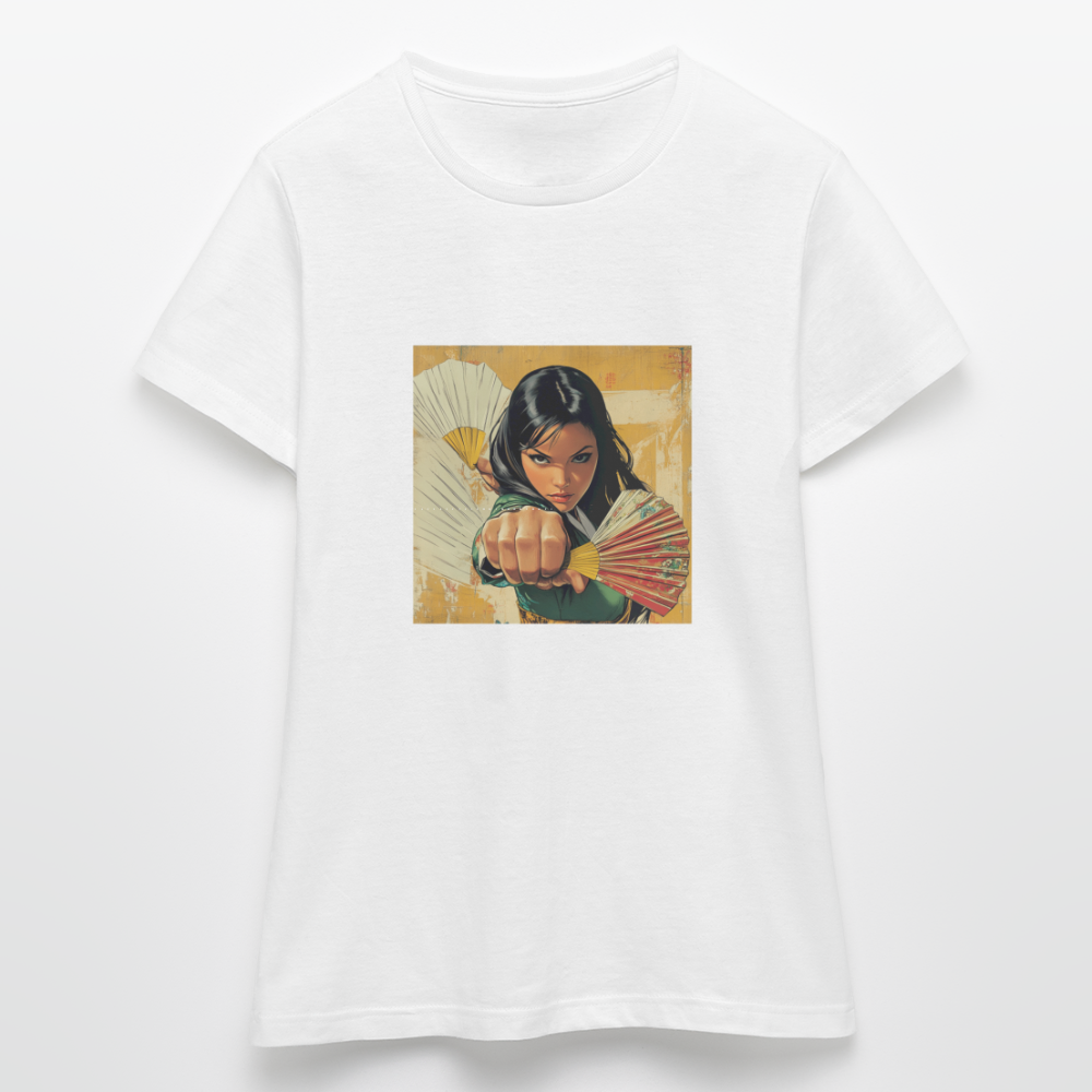 Blå Lotus , T-shirt dam - vit