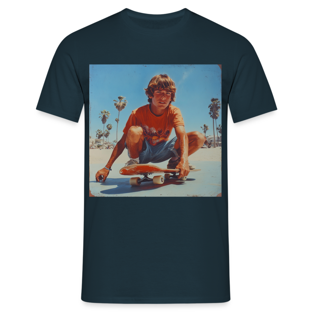 Sunset Vibes, 70s Style, T-shirt herr - marinblå
