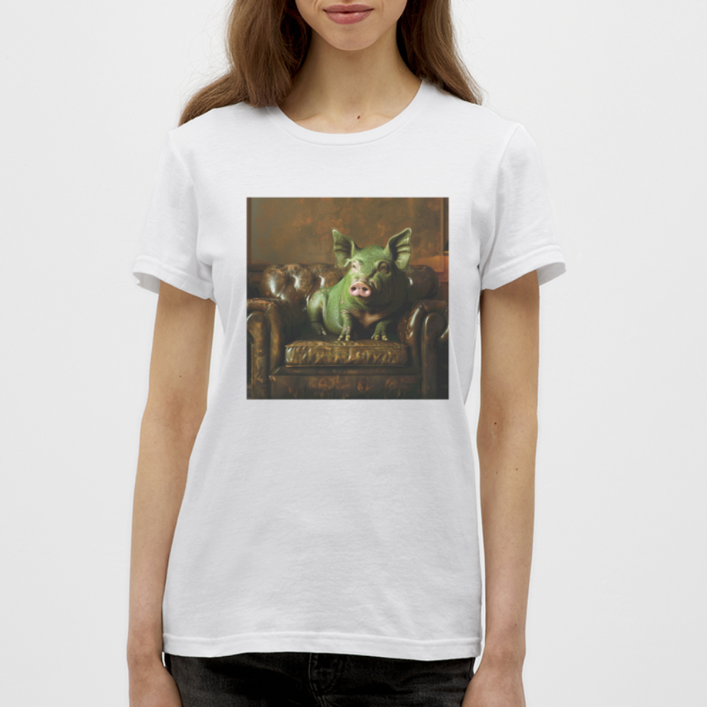 Grön Elegans, T-shirt dam - vit